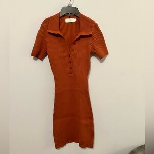 Meshki Ribbed Sweater Dress Short Sleeve Sz S